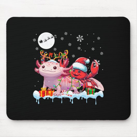 Santa Crab Riding Axolotl Rendier Christmas Zee A Muismat (Voorkant)