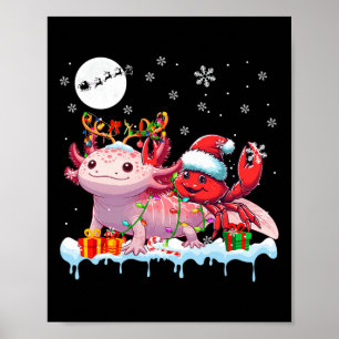 Santa Crab Riding Axolotl Rendier Christmas Zee A Poster