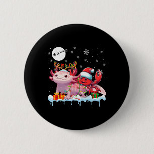 Santa Crab Riding Axolotl Rendier Christmas Zee A Ronde Button 5,7 Cm