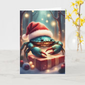Santa Crab's Holiday - Kustkerstvakantie Kaart (Gele Bloem)