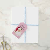  Santa Cranberry Floral Stripe Cadeaulabel (Met Touw)