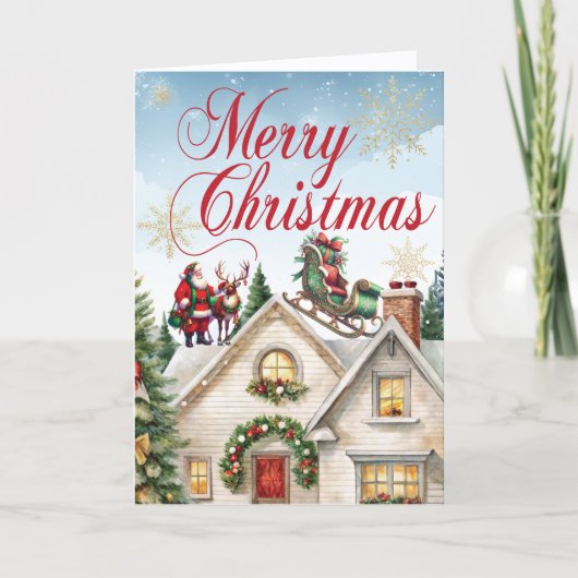 Santa crashte de slee huis verzekering feestdagen kaart (Voorkant)