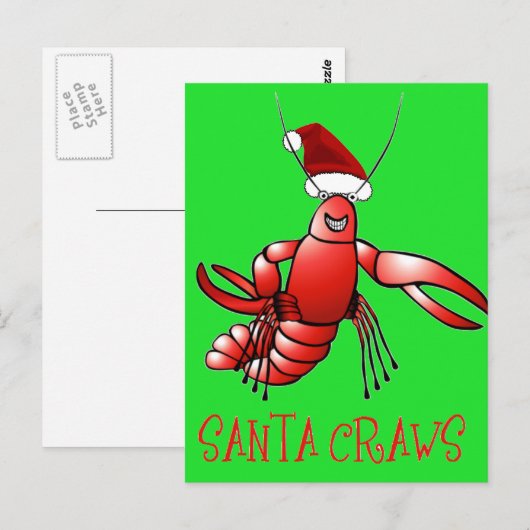 Santa Crawdad (Santa Craws) Briefkaart (Voorkant / Achterkant)
