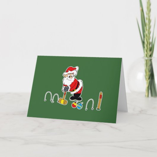 santa croquet met ornamenten feestdagen kaart (Voorkant)