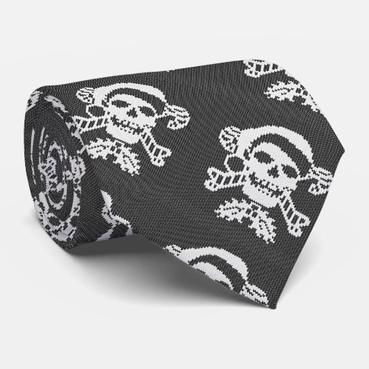 Santa Crossbones Skull in Ugly Sweater Style Stropdas (Opgerold)