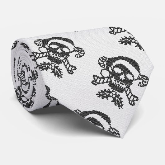 Santa Crossbones Skull in Ugly Sweater Style Stropdas (Opgerold)