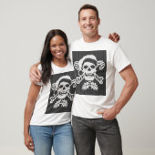 Santa Crossbones Skull in Ugly Sweater Style T-shirt (Unisex)