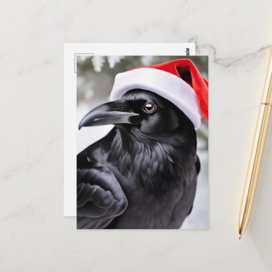 Santa Crow Briefkaart (Voorkant / Achterkant in situ)