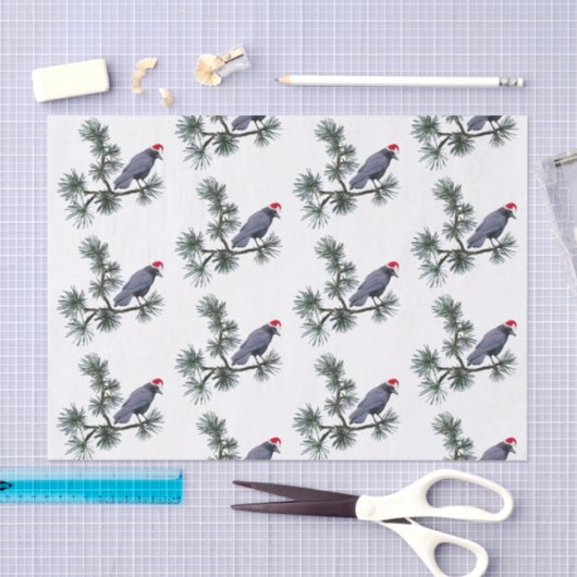 Santa Crow in Pine Tissue Paper Tissuepapier (Craft)