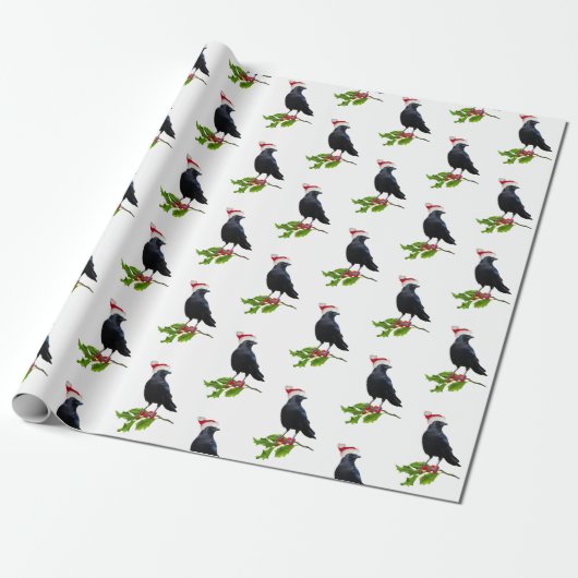 Santa Crow kerstpapier Cadeaupapier (Uitgerold)