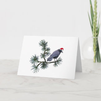 Santa Crow Pine Christmas Card Kaart
