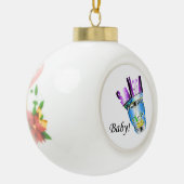 SANTA Crown Skull "Santa Baby!" Keramische Bal Ornament (Links)