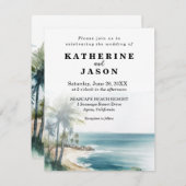 Santa Cruz Aptos Beach Waterverf Bruiloft Kaart (Voorkant / Achterkant)