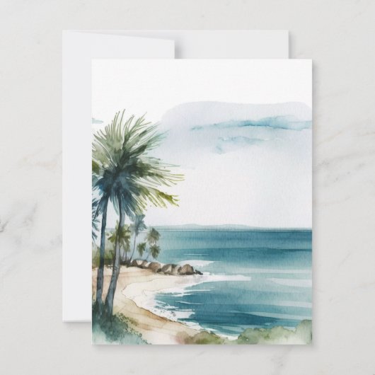 Santa Cruz Aptos Beach Waterverf Bruiloft Kaart (Achterkant)