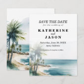 Santa Cruz Aptos Beach Waterverf Bruiloft Kaart (Voorkant / Achterkant)