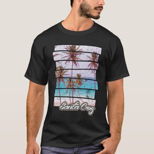 Santa Cruz Beach California Sunset Retro Island T-shirt (Voorkant)