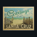 Santa Cruz Briefkaart Beach Vintage Travel<br><div class="desc">Deze groeten van het  briefkaart Santa Cruz zijn voorzien van een zandstrand met een mooi oceaanwater uit turquoise en boven het zee,  een blauwe hemel met blauw witte wolken. In de klassieke reisstijl.</div>