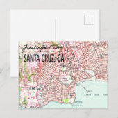 Santa Cruz CA 1955 Map Briefkaart (Voorkant / Achterkant)