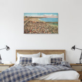 Santa Cruz, CA - Beach Scene Full of People Canvas Afdruk (Insitu (Slaapkamer))