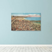 Santa Cruz, CA - Beach Scene Full of People Canvas Afdruk (Insitu (Houten vloer))