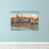 Santa Cruz, CA - Casino en Santa Cruz Beach Canvas Afdruk (Insitu (Houten vloer))