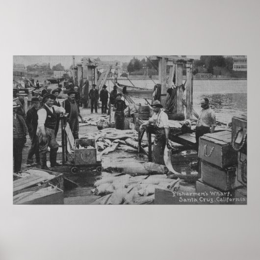 Santa Cruz, CA - Fisherman's Wharf Scene Poster (Voorkant)
