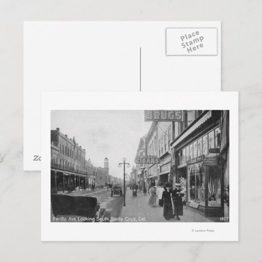Santa Cruz, CA - Pacific Avenue Briefkaart (Voorkant / Achterkant)