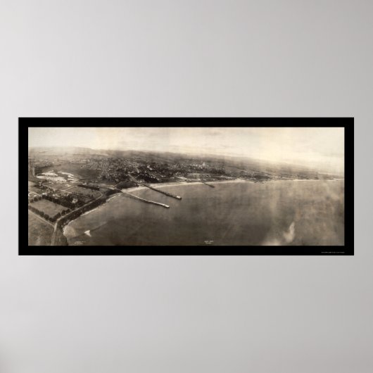 Santa Cruz CA Panorama Foto 1906 Poster (Voorkant)