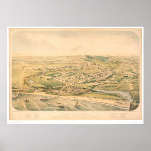 Santa Cruz, CA. Panoramische kaart (1586A) - terug Poster