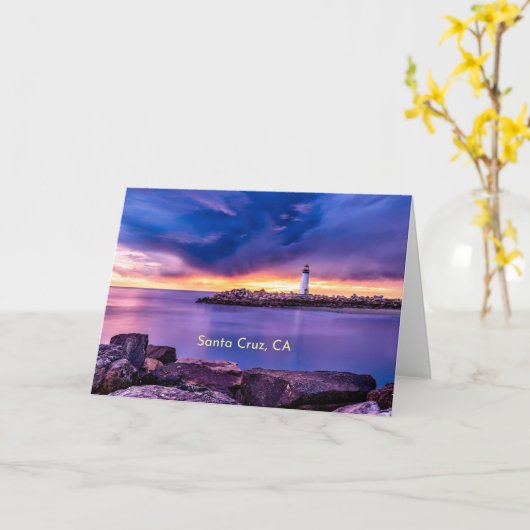 Santa Cruz, CA vuurtoren Kaart (Gele Bloem)