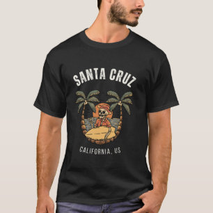 Santa Cruz California Beach Skeleton Surf T-shirt
