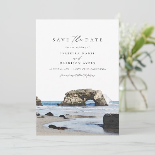 SANTA CRUZ California Coast Skyline Save the Date Kaart (Staand voorkant)