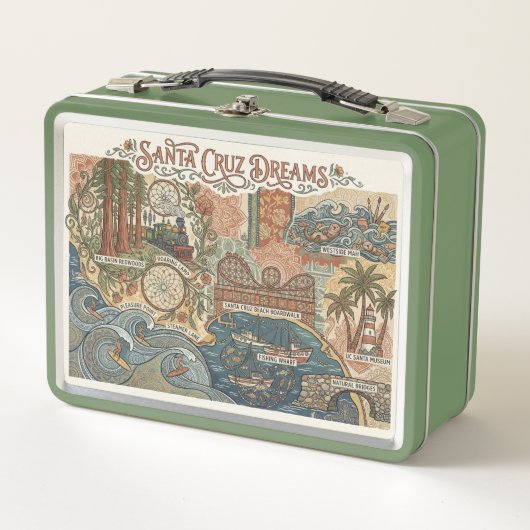 Santa Cruz California Dreams Map UCSC Surfing (Voorkant)