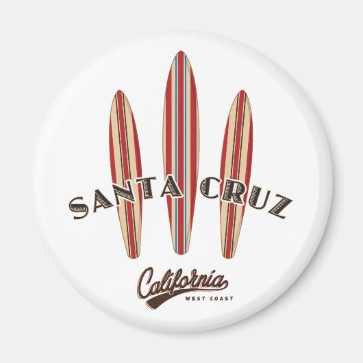 Santa Cruz California Drie Surfboards Magneet (Voorkant)