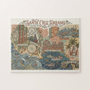 Santa Cruz California Dromen Kaart Surfende Kust Legpuzzel