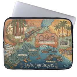 Santa Cruz California Droomkaart – Levendige Kust Laptop Sleeve
