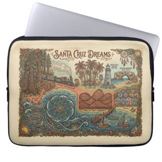 Santa Cruz California Droomkaart – Levendige Kust Laptop Sleeve