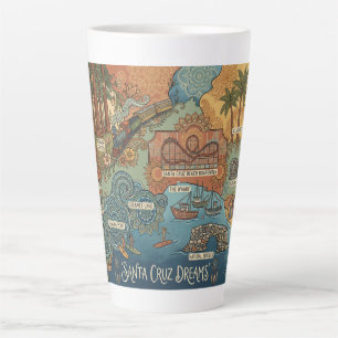 Santa Cruz California Droomkaart – Levendige Kust Latte Mok