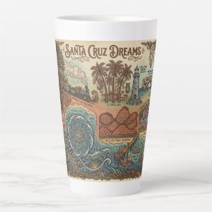 Santa Cruz California Droomkaart – Levendige Kust Latte Mok