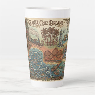 Santa Cruz California Droomkaart – Levendige Kust Latte Mok