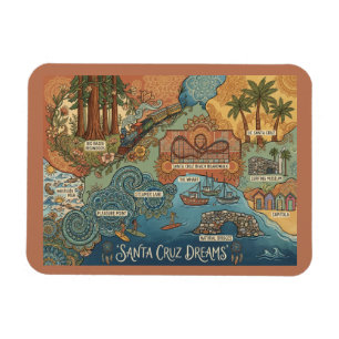 Santa Cruz California Droomkaart – Levendige Kust Magneet