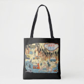 Santa Cruz California Illustrated Map Black Tote Bag (Voorkant)