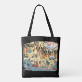 Santa Cruz California Illustrated Map Black Tote Bag (Achterkant)