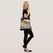 Santa Cruz California Illustrated Map Black Tote Bag (Op model)