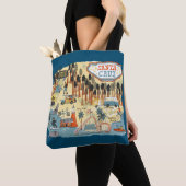 Santa Cruz California Illustrated Map Blue Tote Bag (Dichtbij)