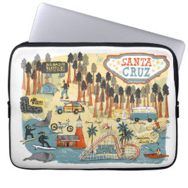 Santa Cruz California Illustrated Map Laptop Sleeve