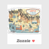 Santa Cruz California Illustrated Map Sticker (Vel)