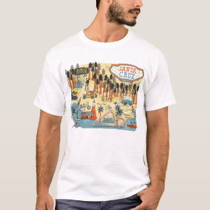 Santa Cruz California Illustrated Map T-shirt
