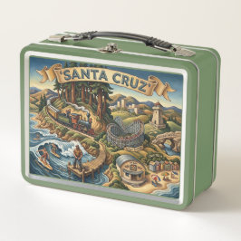 Santa Cruz California Illustrated Map UCSC Wharf