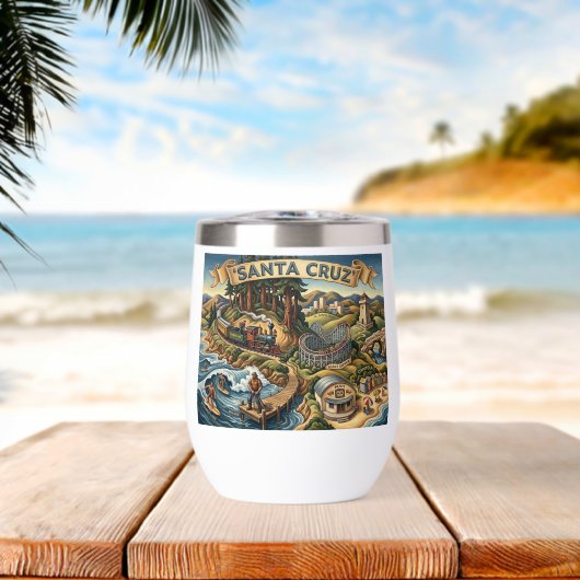 Santa Cruz California Illustrated Map UCSC Wharf (Strand (Gedraaid)  )
